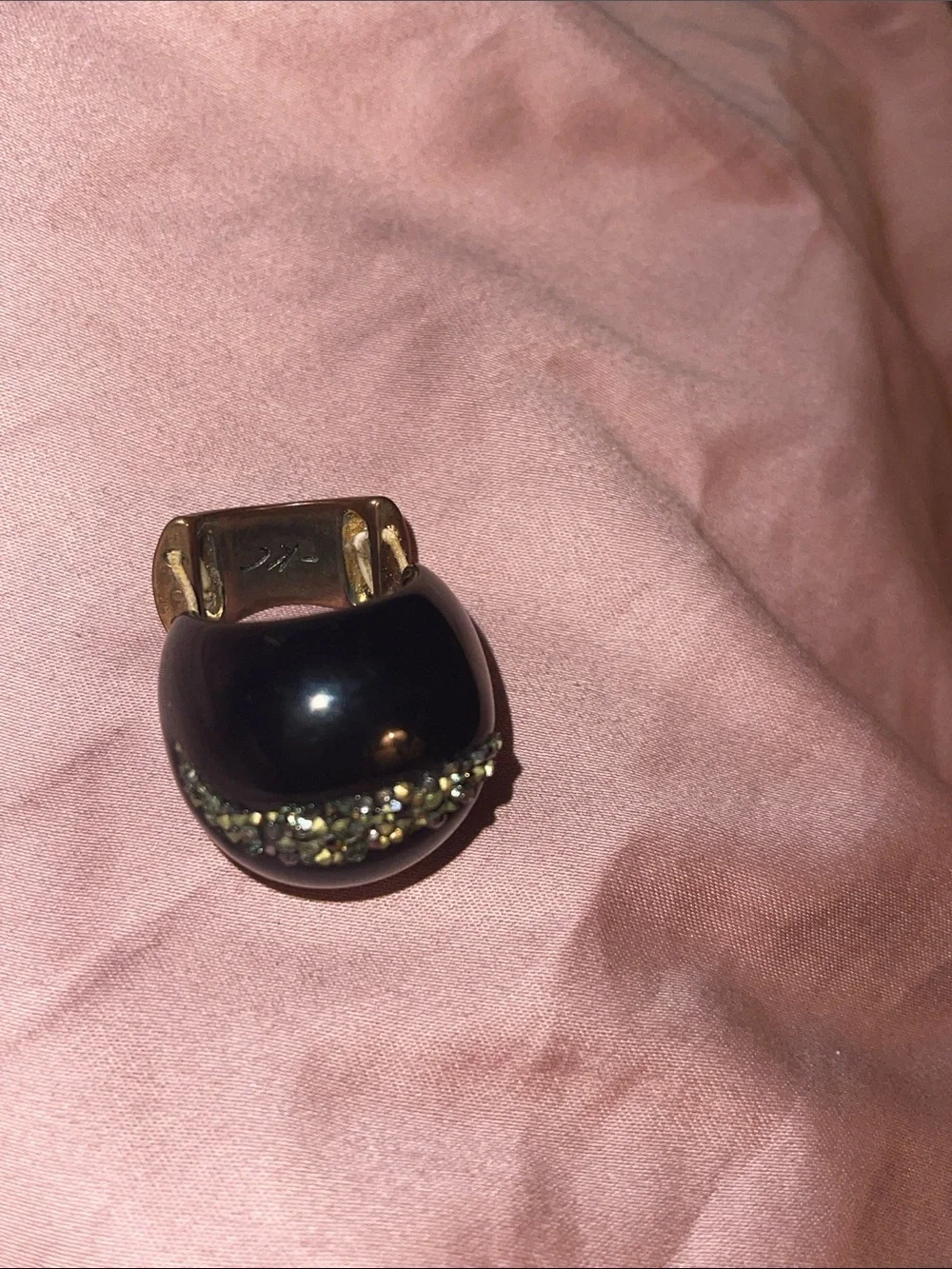 Black and Gold bling ring shaped like crescent